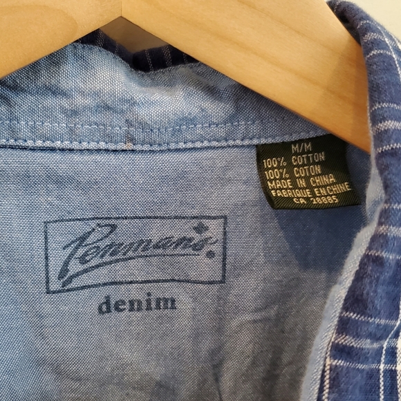 Men's Vintage Penmans Denim Plaid Shirt - Picture 5 of 6